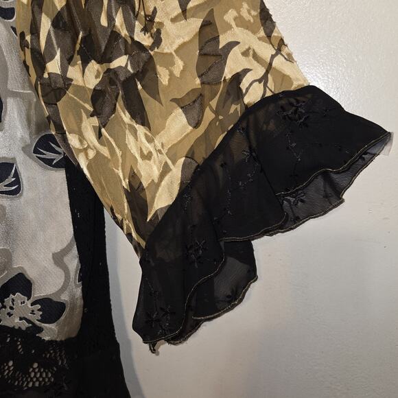 Vintage Spencer Alexis Kimono Sz L Silk Blend Boho Whimsigoth Fairy Lace Ruffles - Picture 4 of 16